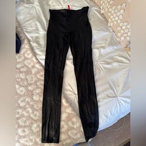 SPANX Shiny Leather Black Leggings